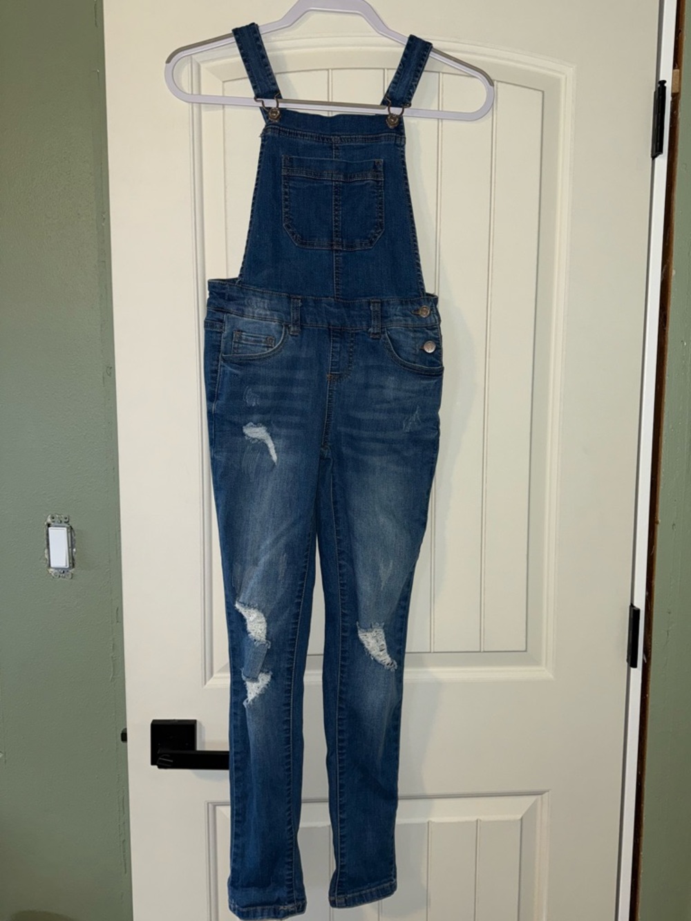 Women's Denim Overalls in Medium Blue